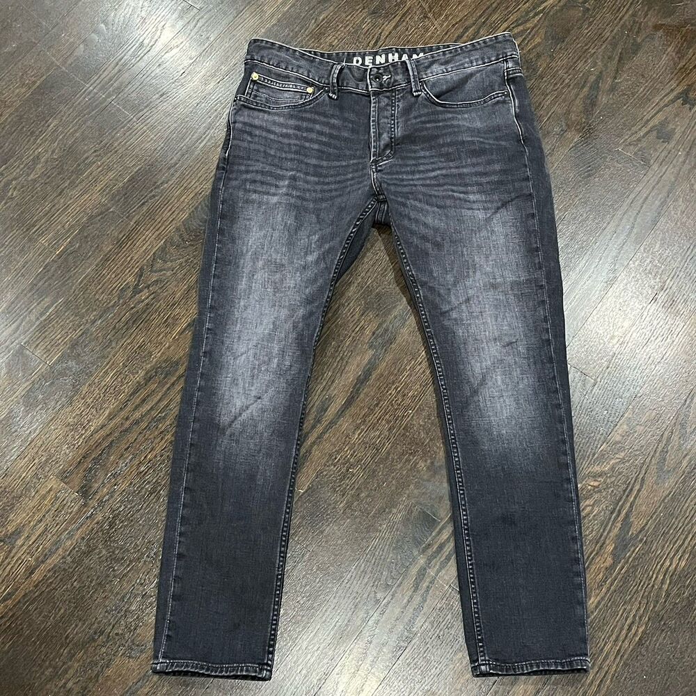 DENHAM Razor Jeans Men’s 34x30 Black Skinny Button Fly‎ (33x28) Emo Goth